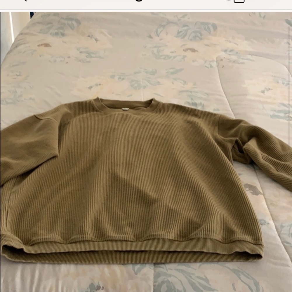 aerie olive green corded love sweater